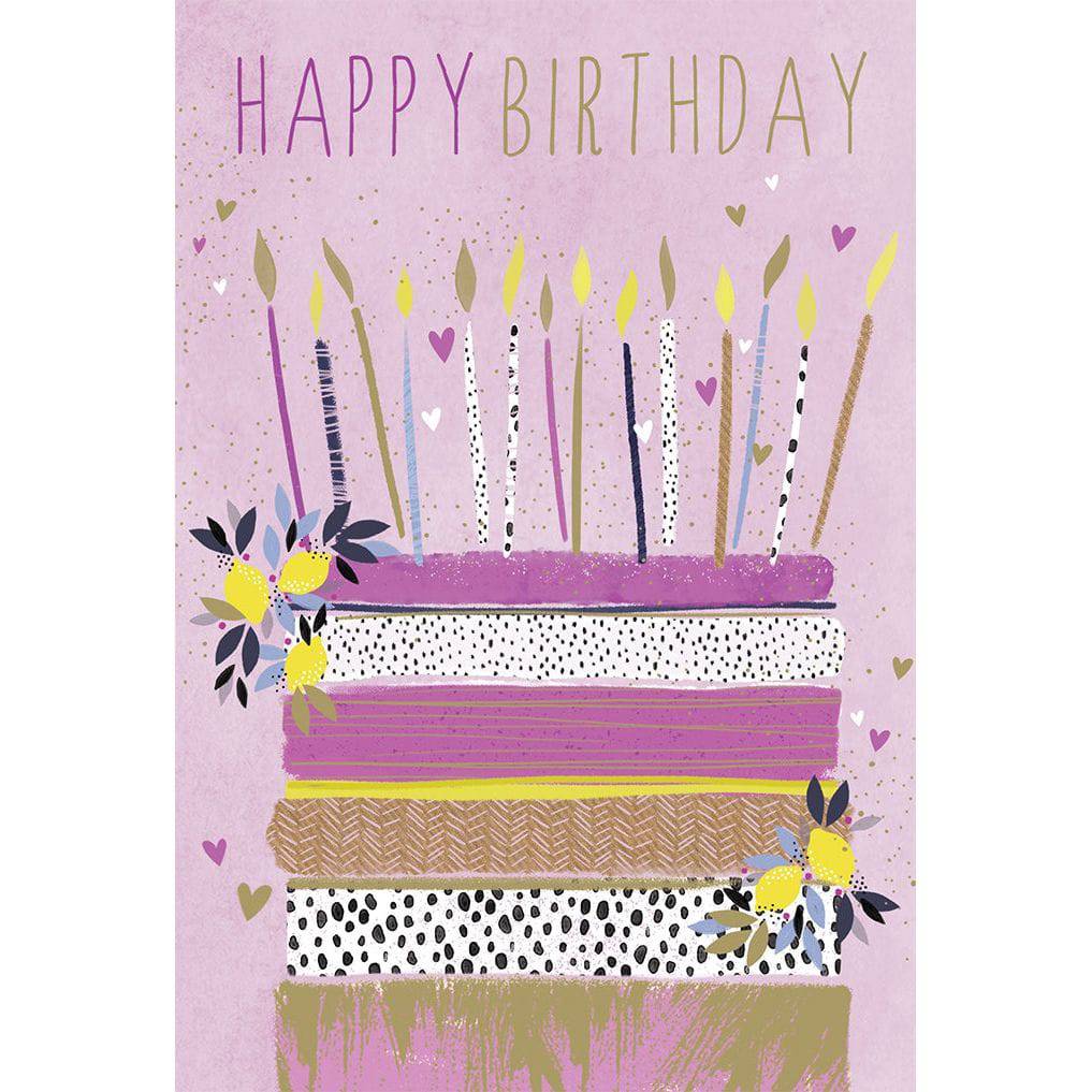 Sara Miller birthday cake card from Pictura, an elegant everyday birthday card featuring a colorful cake design.